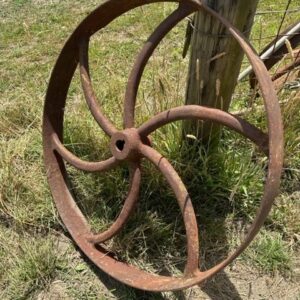 Large Vintage, Curved Spoke Fly Wheel