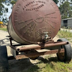 Furphy - Original cast Iron end, Water tank on Cart